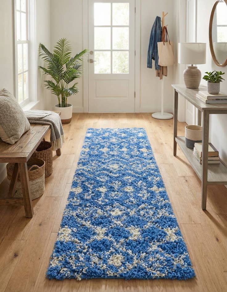 Detail image of 2' x 5' Moroccan Trellis Shag Runner Rug