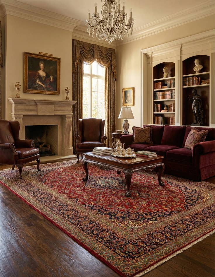 Detail image of 9' 7 x 12' 10 Kashan Wool Rug