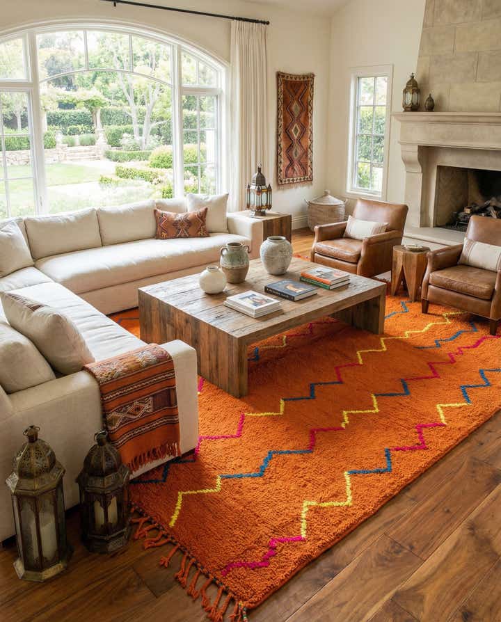 6' 10 x 10' Hand Knotted Moroccan Wool Rug