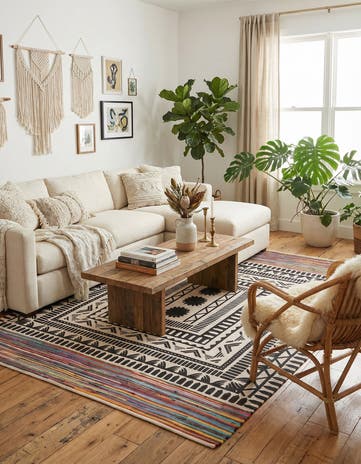 9' x 12' Hand Braided Chindi Cotton Rug