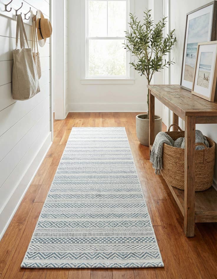 Detail image of 2' x 8'  Washable Striped Indoor / Outdoor Runner Rug