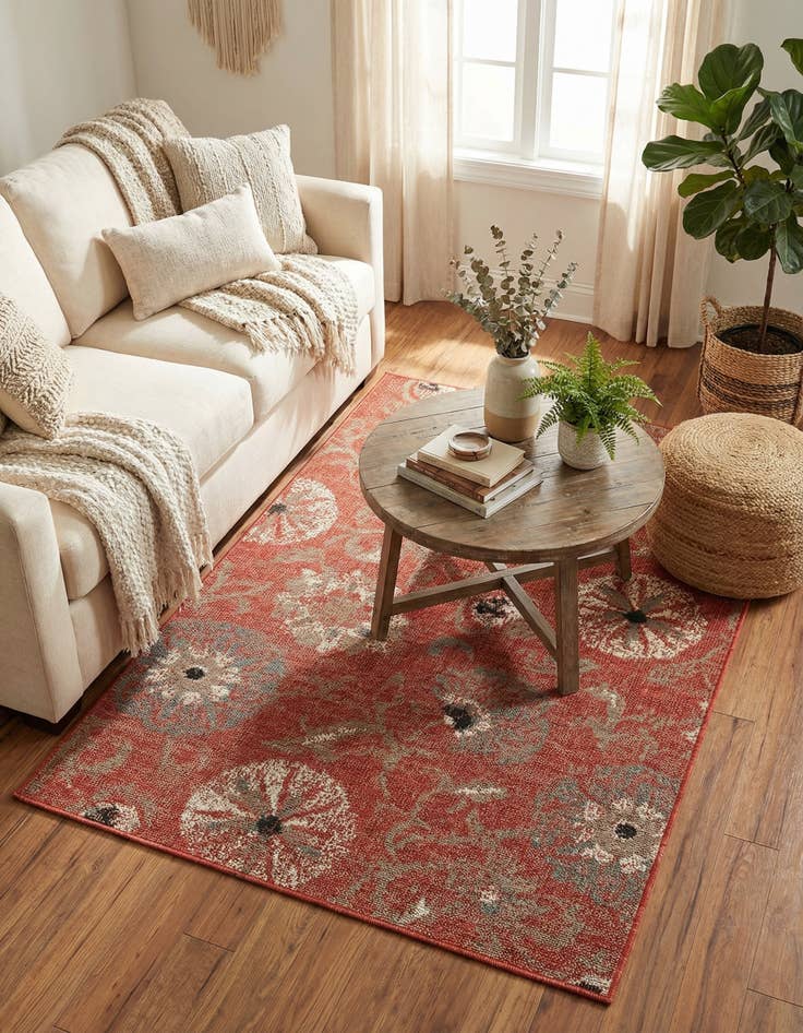 Detail image of  4' x 6'  Washable Botanical Indoor / Outdoor Rug