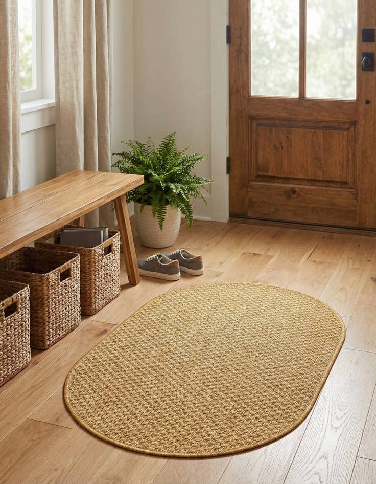 Detail image of 2' x 3'  Washable Solid Indoor / Outdoor Oval Rug