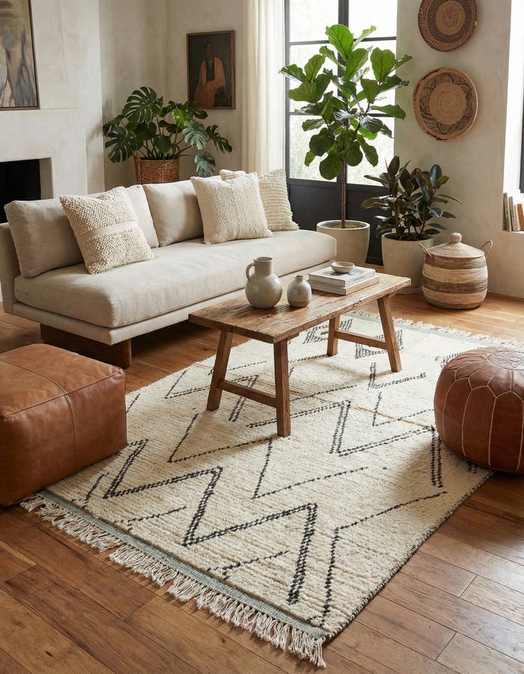 Detail image of  4' 1 x 6' 8  Hand Knotted Moroccan Wool Rug