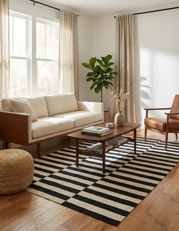 Detail image of 4' 2 x 6'  Hand Woven Kilim Modern Wool Rug