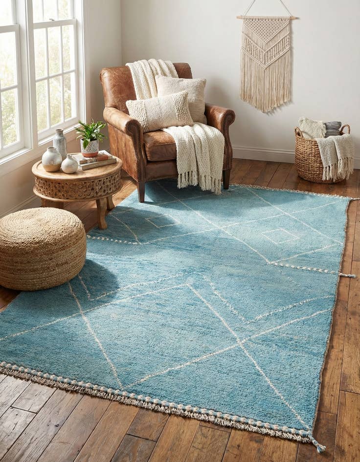 Detail image of 4' 2 x 6'  Hand Knotted Moroccan Wool Rug