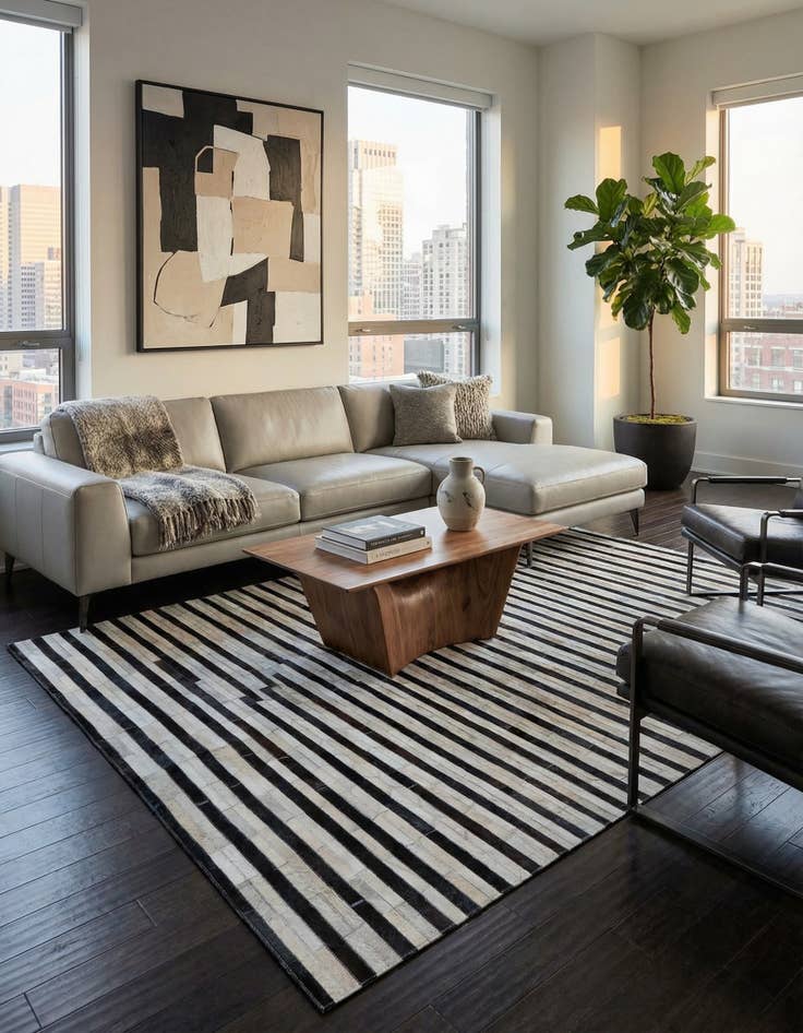 Detail image of 5' x 8' Cowhide Leather Rug