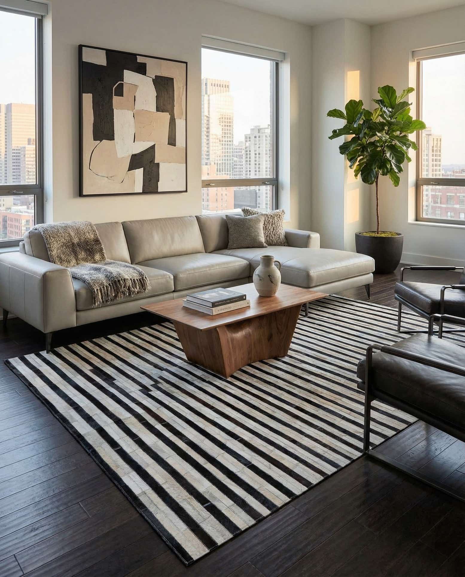 5' x 8' Cowhide Leather Rug