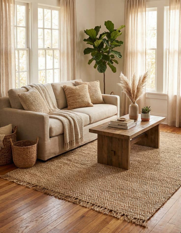 Detail image of 7' 1 x 10'  Hand Woven Braided Jute Rug