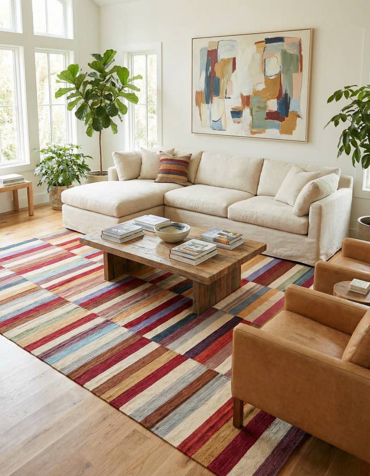 Detail image of 6' 5 x 9' 8  Hand Woven Kilim Modern Wool Rug