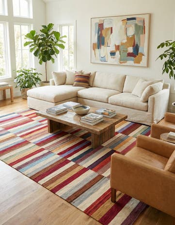 6' 5 x 9' 8 Hand Woven Kilim Modern Wool Rug