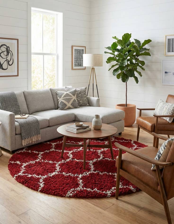 Detail image of  10' x 10' Lattice Shag Round Rug