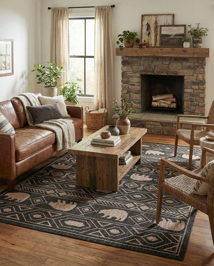 5' 3 x 8' Easy-Clean Southwestern Indoor / Outdoor Rug