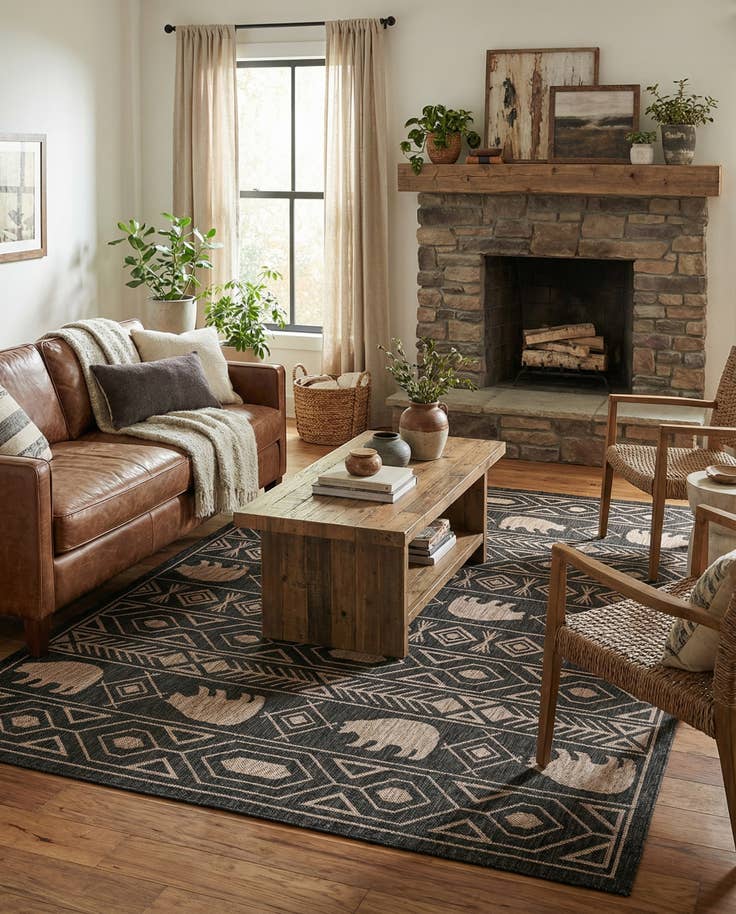 Detail image of 5' 3 x 8' Easy-Clean Southwestern Indoor / Outdoor Rug