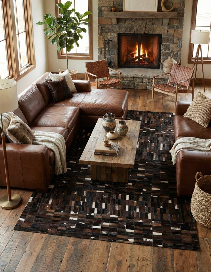 Detail image of  5' x 8' Cowhide - Patchwork Rug