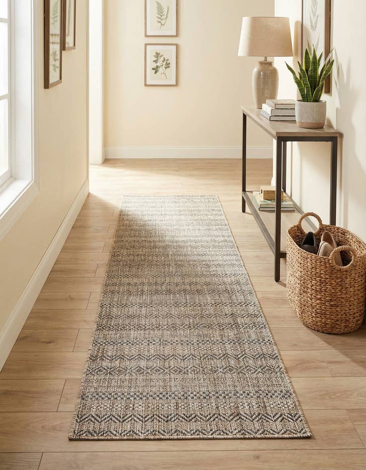 Detail image of 2' x 8'  Washable Striped Indoor / Outdoor Runner Rug