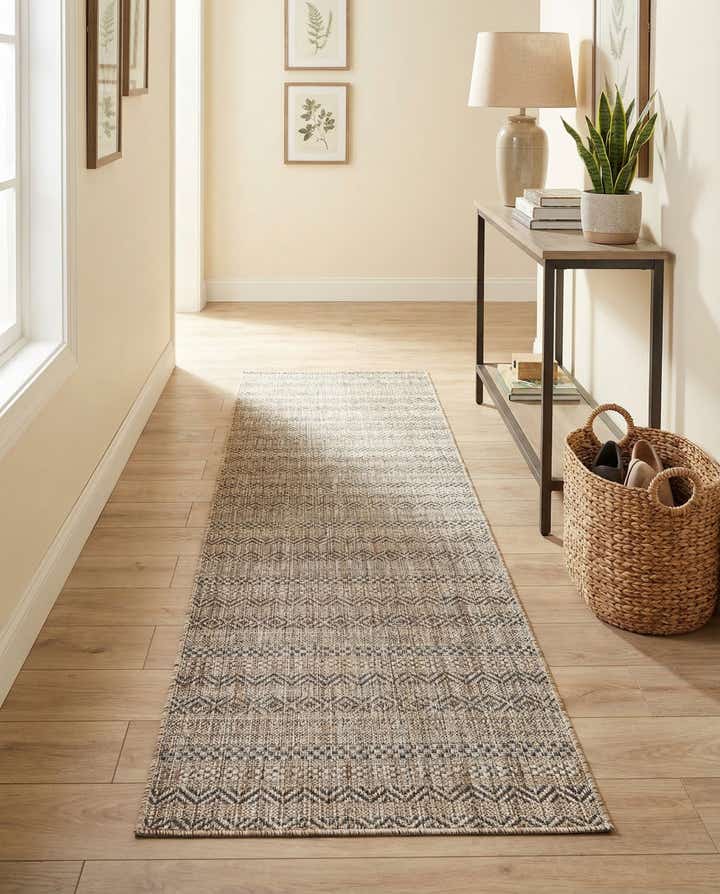 2' x 8' Easy-Clean Striped Indoor / Outdoor Runner Rug