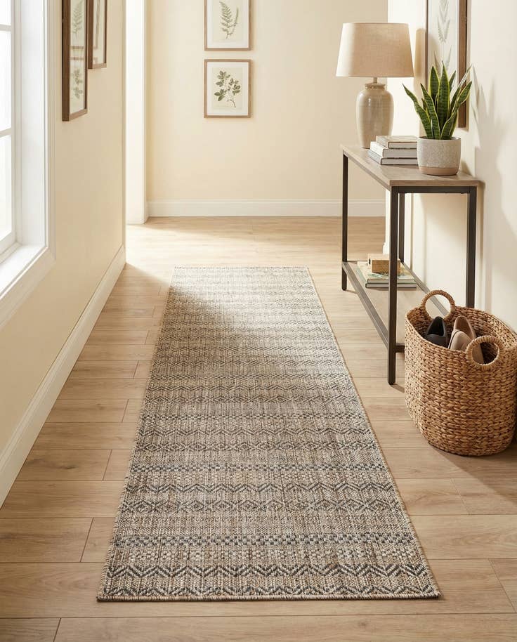 Detail image of 2' x 8' Easy-Clean Striped Indoor / Outdoor Runner Rug