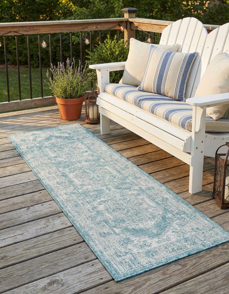 Detail image of 2' x 8'  Washable Traditional Indoor / Outdoor Runner Rug