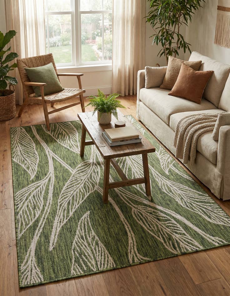 Detail image of 4' x 6' Easy-Clean Botanical Indoor / Outdoor Rug