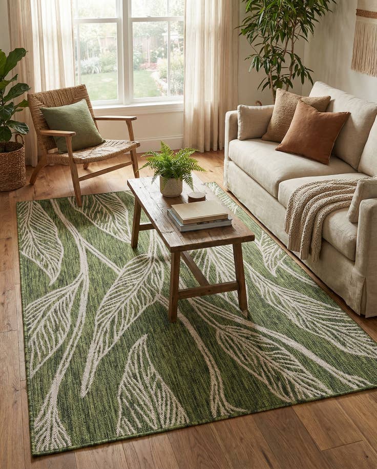 Detail image of 4' x 6' Easy-Clean Botanical Indoor / Outdoor Rug