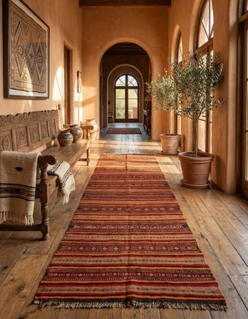 3' 10 x 9' 6 Hand Woven Kilim Fars Wool Runner Rug