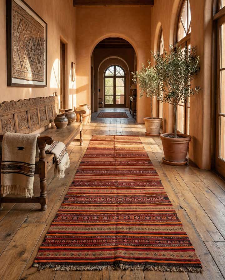 3' 10 x 9' 6 Hand Woven Kilim Fars Wool Runner Rug