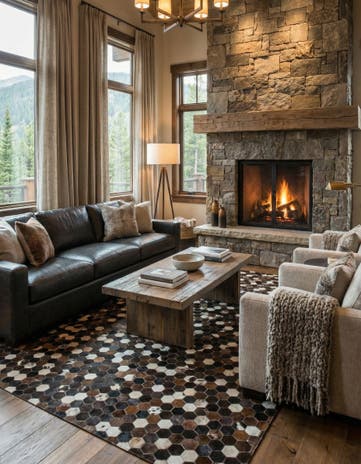 5' x 7' 10 Cowhide Leather Rug