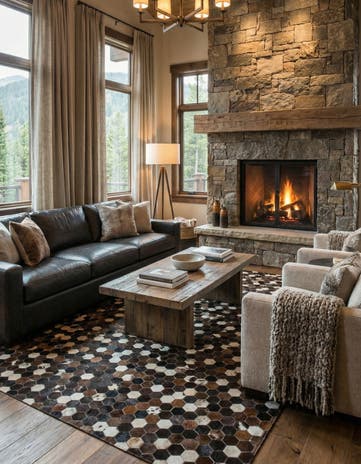 5' x 7' 10 Cowhide Leather Rug