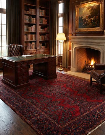 8' 8 x 11' 8 Hand Knotted Sarough Persian Wool Rug