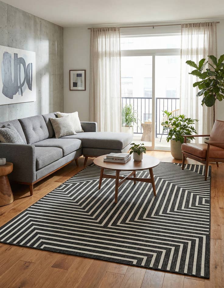 Detail image of  6' x 9'  Washable Modern Indoor / Outdoor Rug