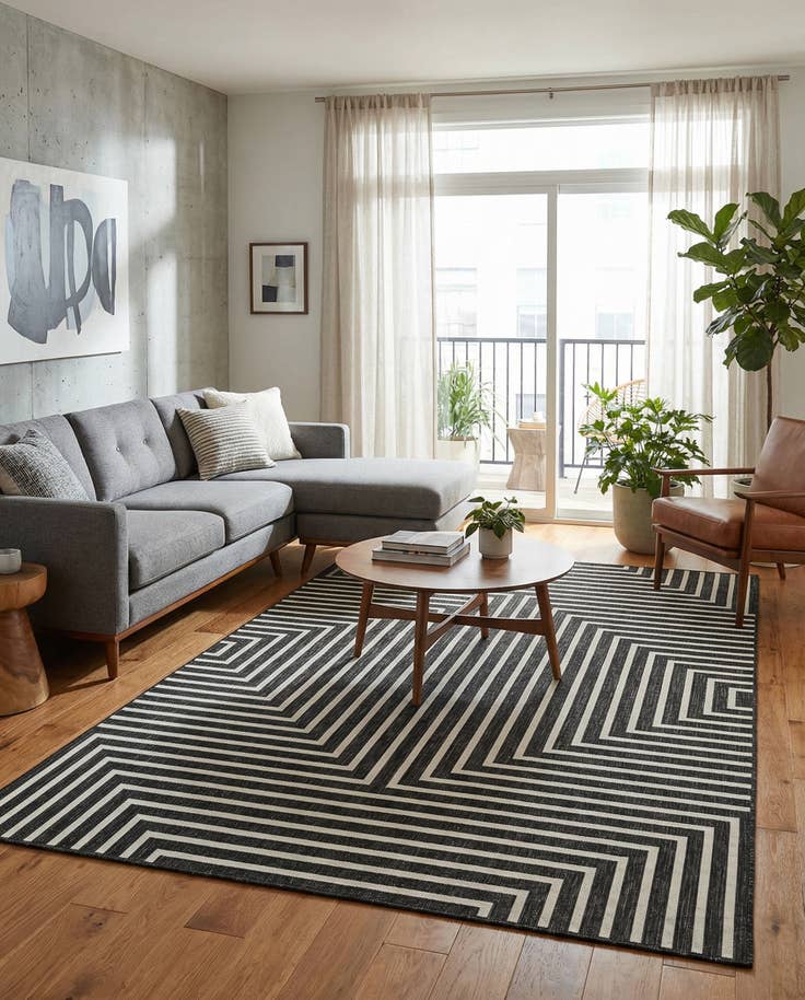 Detail image of 6' x 9' Easy-Clean Modern Indoor / Outdoor Rug