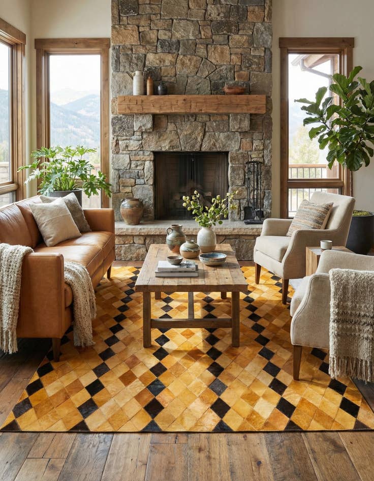 Detail image of 5' 1 x 8' Cowhide Stocks Rug