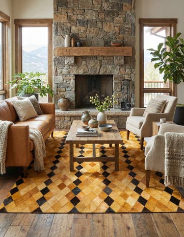 5' 1 x 8' Cowhide Stocks Rug