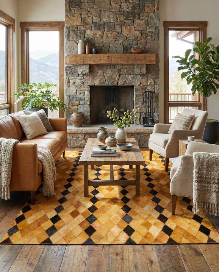 Detail image of 5' 1 x 8' Cowhide Stocks Rug