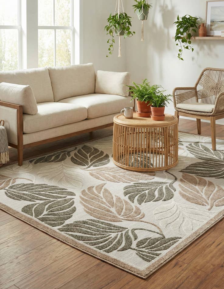 Detail image of 7' x 10'  Washable Botanical Indoor / Outdoor Rug