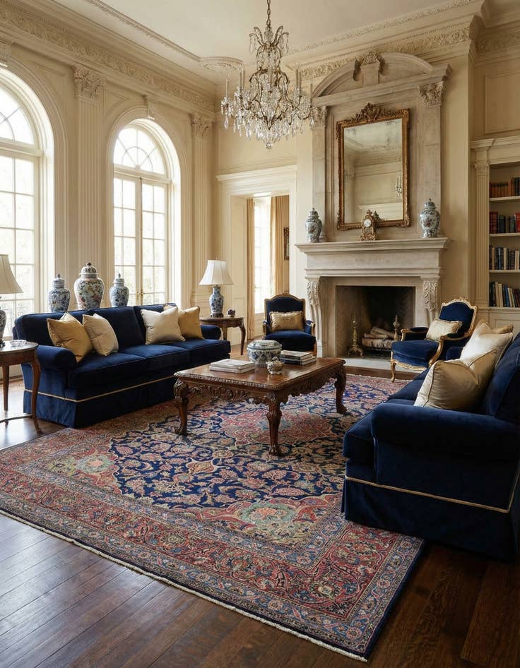 Detail image of 7' 9 x 11' 7  Hand Knotted Kashan Persian Rug