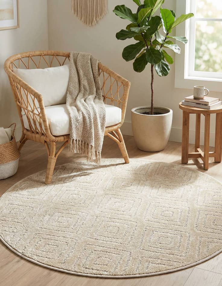 Detail image of  3' x 3'  Washable Sabrina Soto Indoor / Outdoor Round Rug