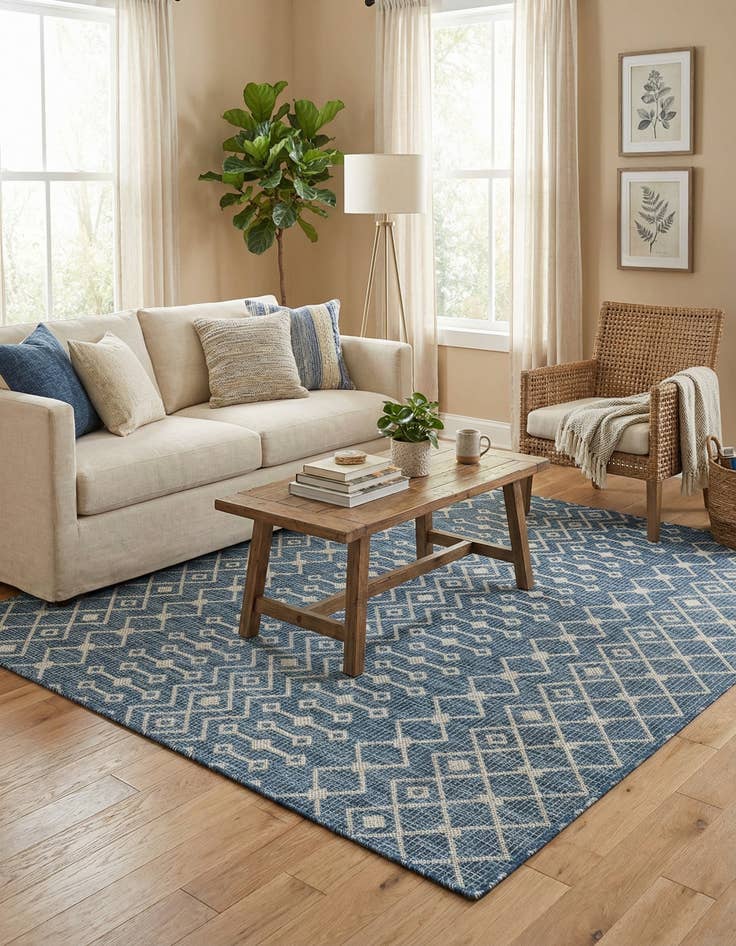 Detail image of 5' 3 x 5' 3  Washable Trellis Indoor / Outdoor Square Rug