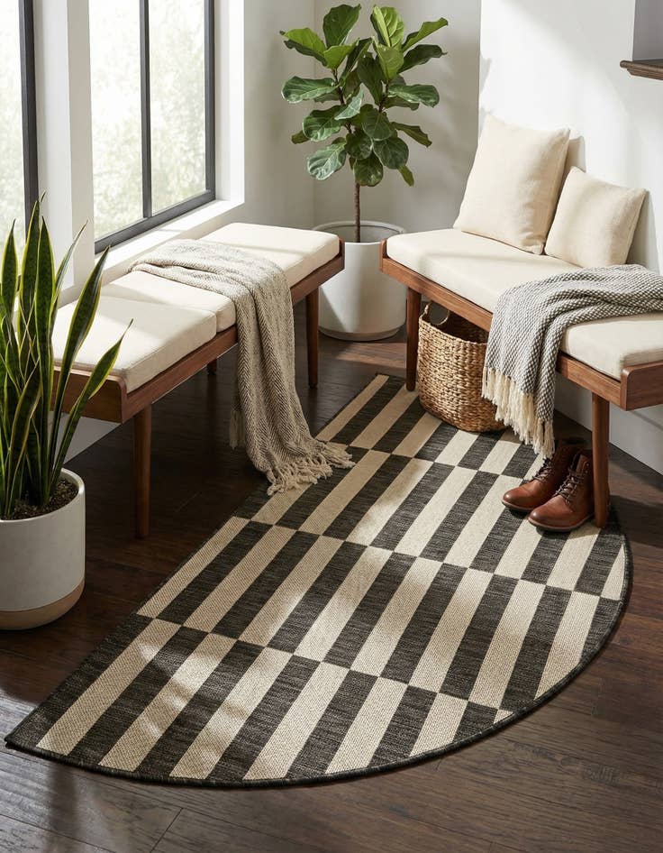Detail image of 3' x 6'  Washable Striped Indoor / Outdoor Hearth Rug