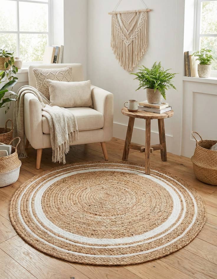 Detail image of  3' 3 x 3' 3  Hand Braided Jute Round Rug