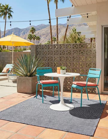 Navy Sky Easy-Clean Jill Zarin Palm Springs Indoor / Outdoor Square Rug