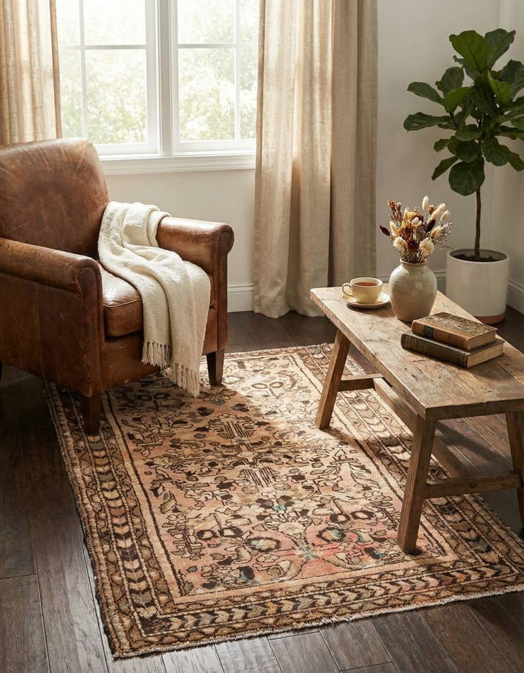 Detail image of 3' 6 x 6'  Hand Knotted Ultra Vintage Persian Wool Rug