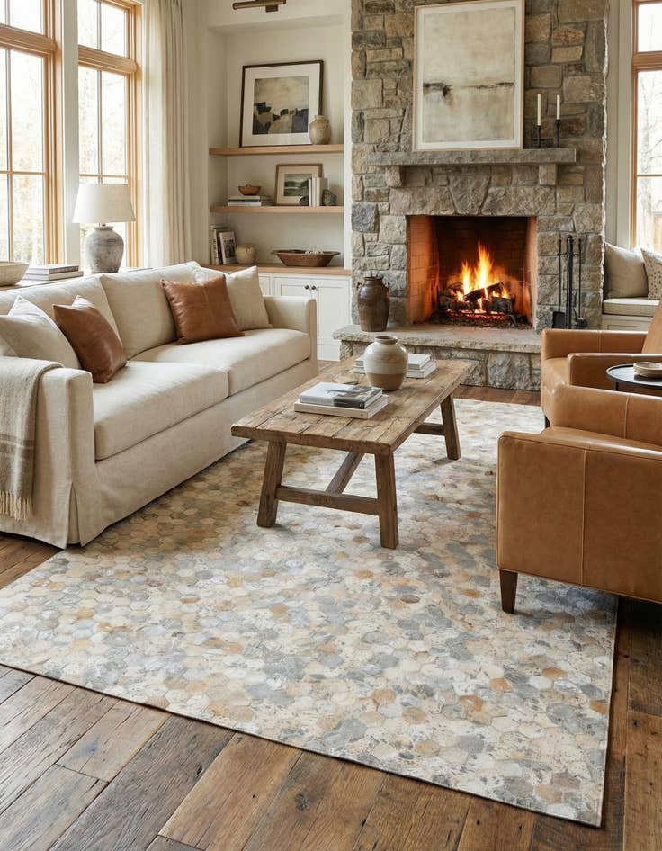 Detail image of 4' 11 x 7' 8 Cowhide Stocks Rug