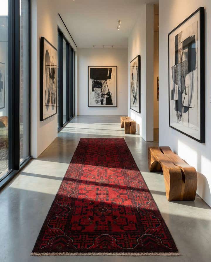 2' 9 x 9' 7 Hand Knotted Khal Mohammadi Wool Runner Rug
