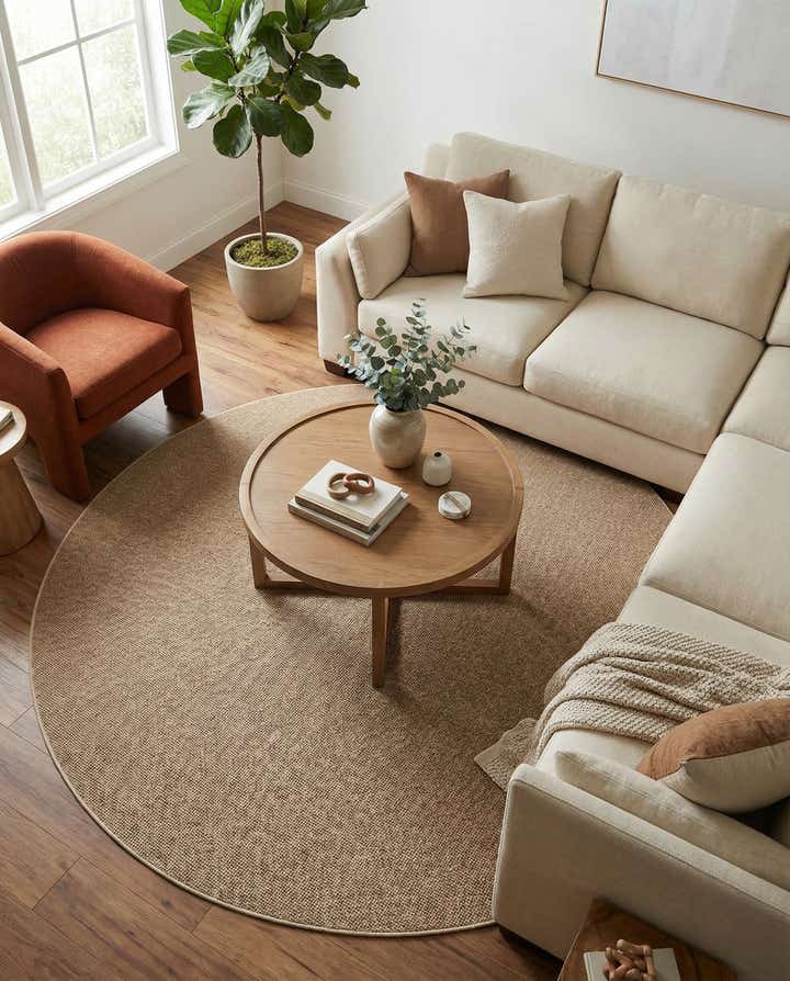 7' 10 x 7' 10 Easy-Clean Solid Indoor / Outdoor Round Rug