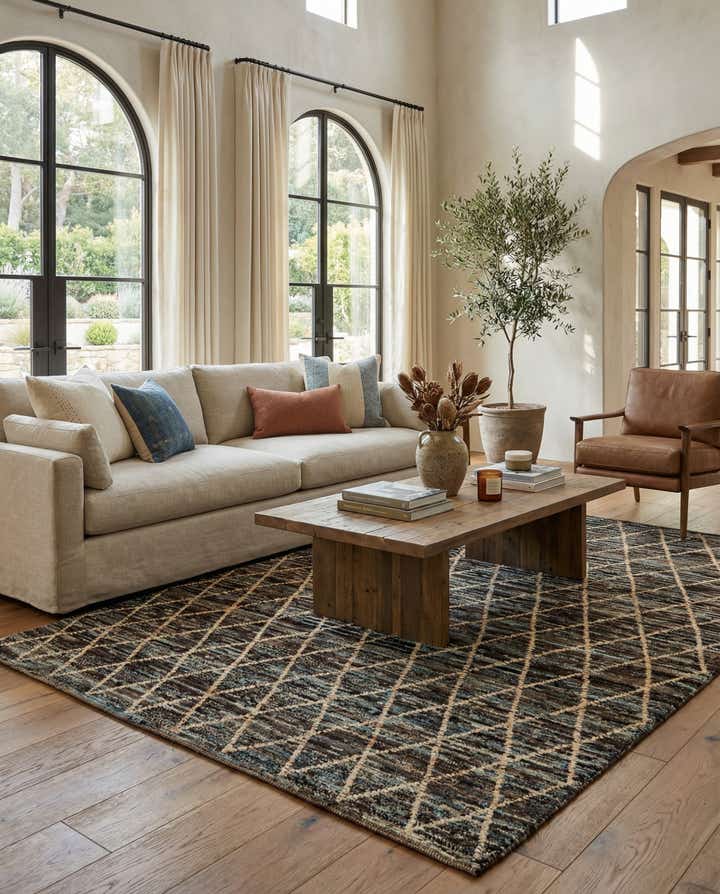 5' 8 x 8' Hand Knotted Moroccan Wool Rug