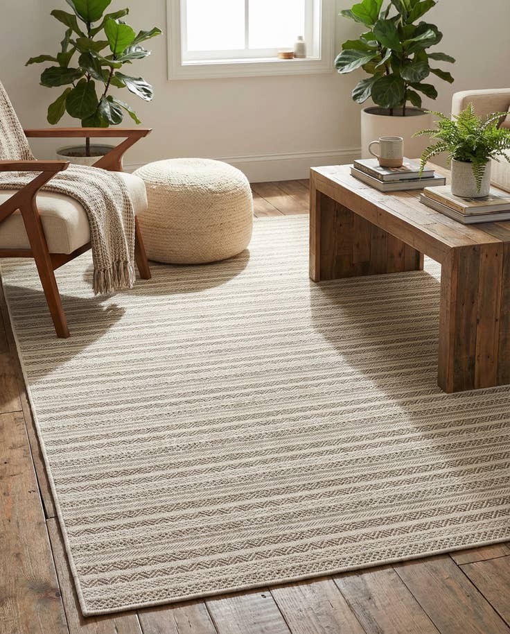 Detail image of 7' x 10' Easy-Clean Striped Indoor / Outdoor Rug
