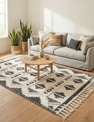 Black and White Hand Woven Arizona Wool Rug