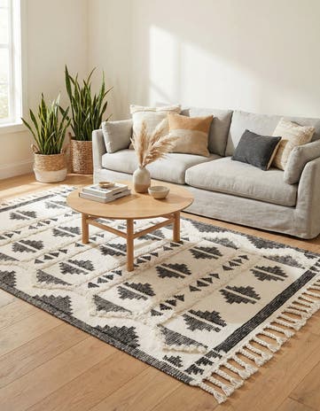 Black and White Hand Woven Arizona Wool Rug